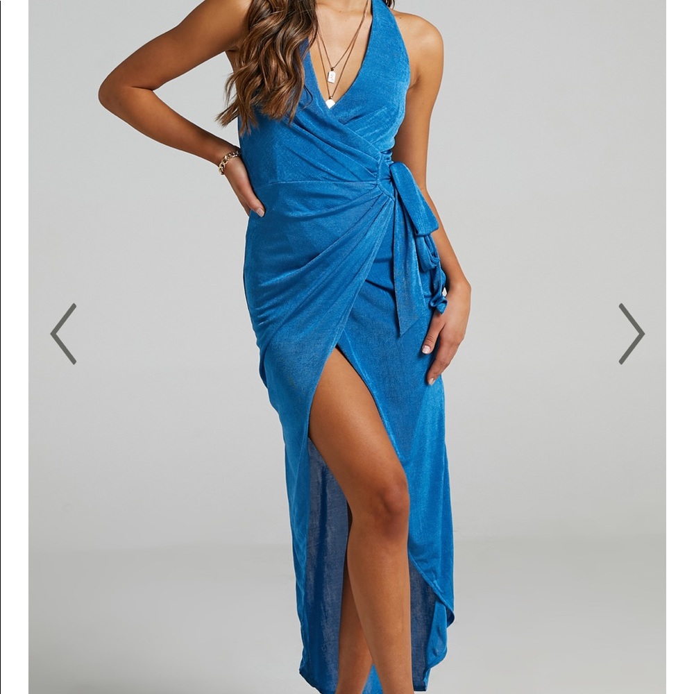 Brand New Blue Halterneck Wrap Dress